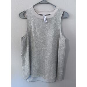 Athleta womens size S Zephyr Reptile Snake Print Tank Top Olive Green & Cream